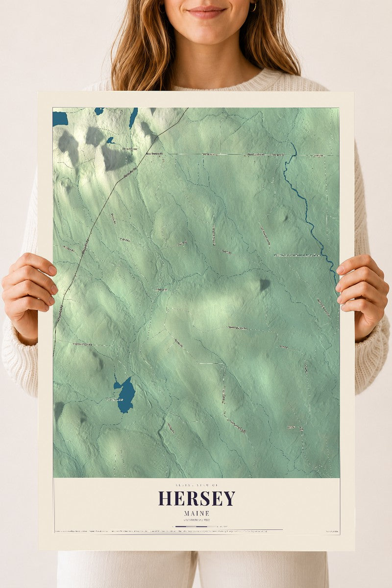 Hersey, Maine map print - 18 x 24 archival matte print