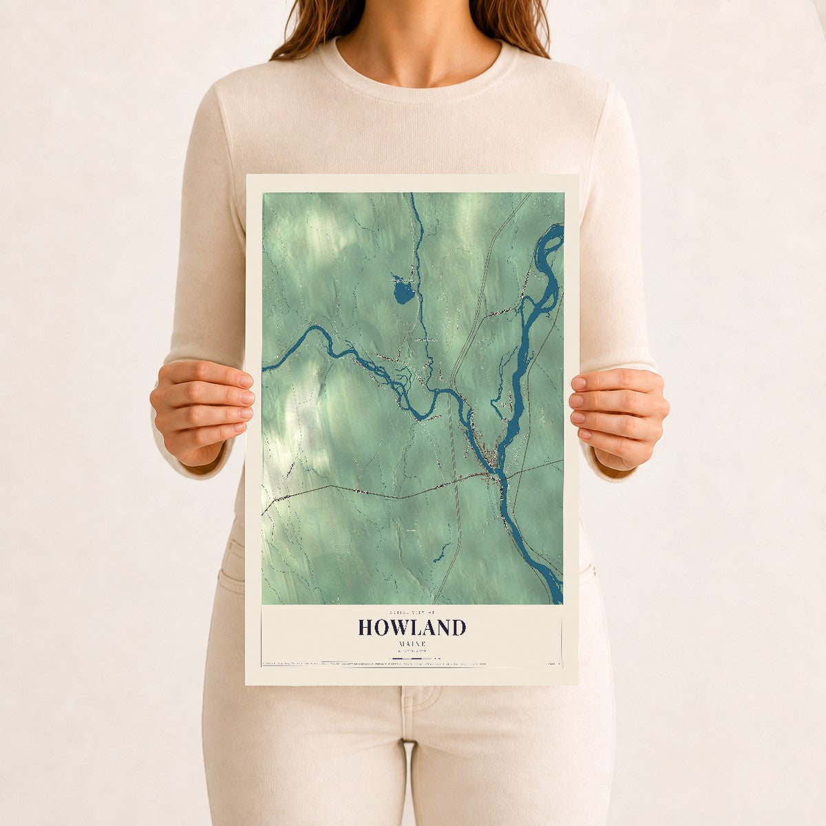 Howland, Maine map print - 12 x 18 archival matte print