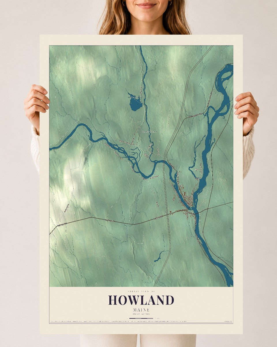Howland, Maine map print - 24 x 36 archival matte print