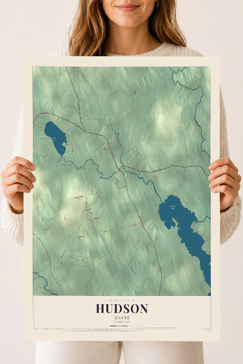 Hudson, Maine map print - 18 x 24 archival matte print
