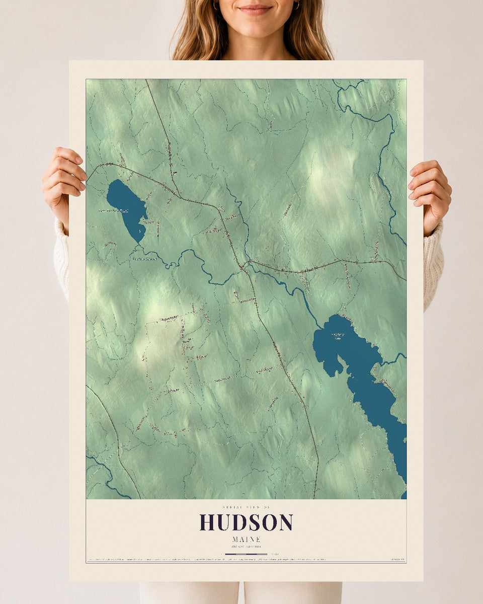 Hudson, Maine map print - 24 x 36 archival matte print