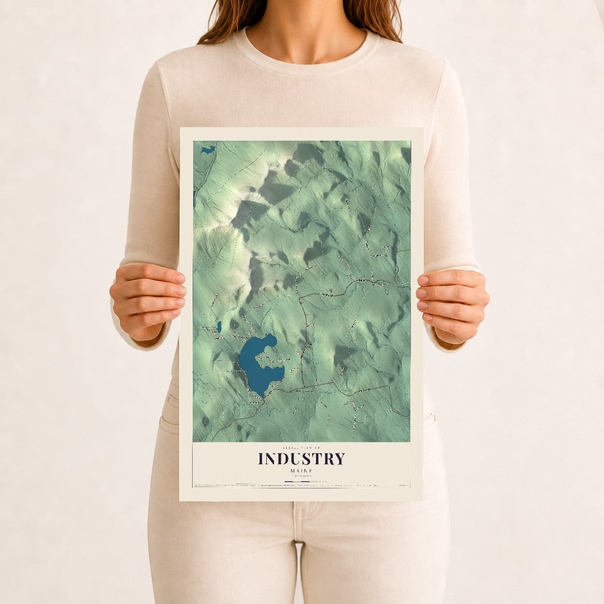 Industry, Maine map print - 12 x 18 archival matte print