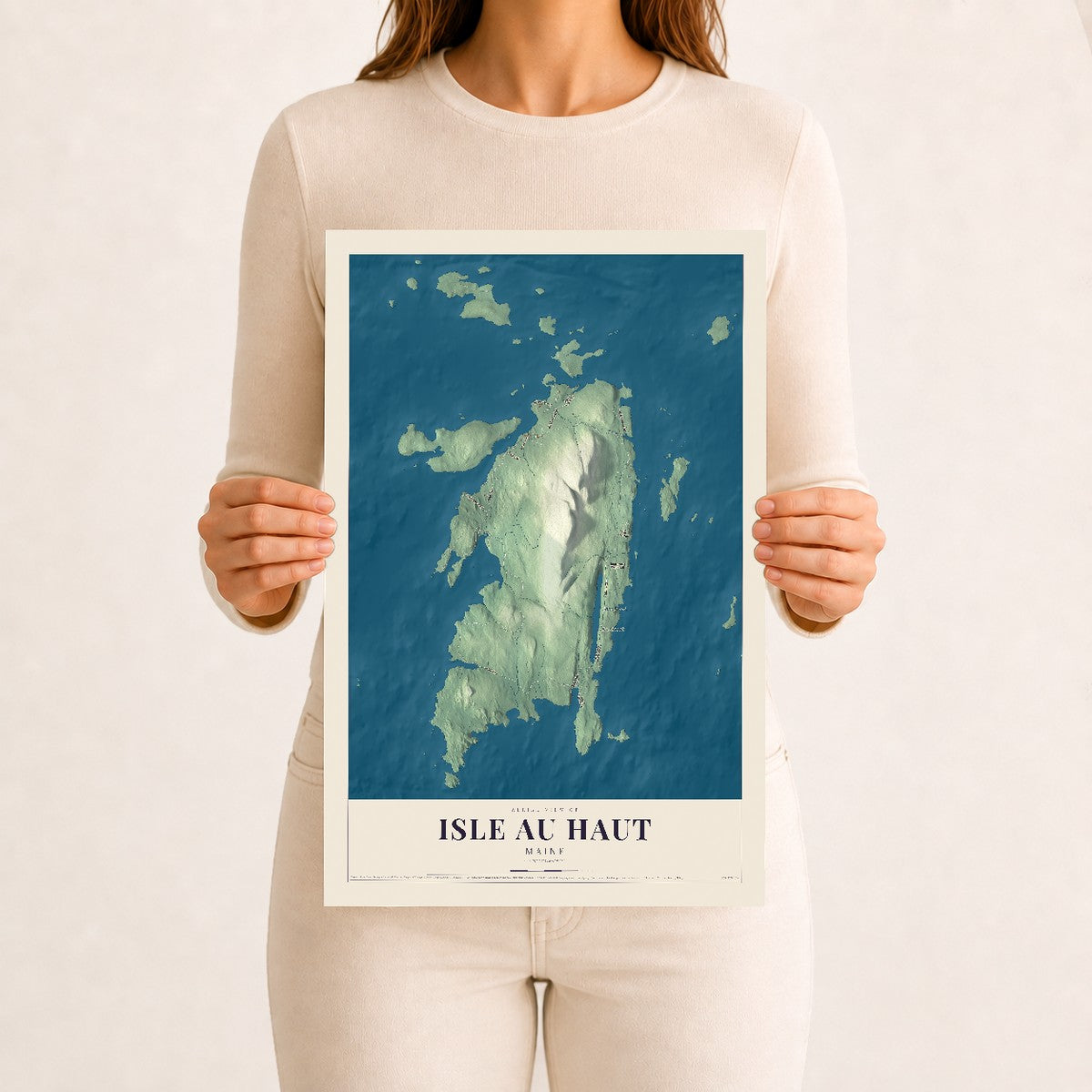 Isle au Haut, Maine map print - 12 x 18 archival matte print