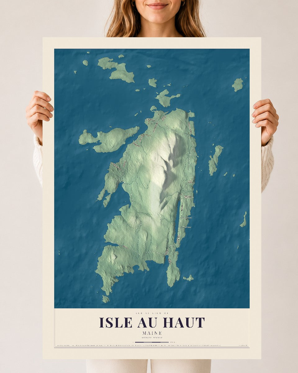 Isle au Haut, Maine map print - 24 x 36 archival matte print