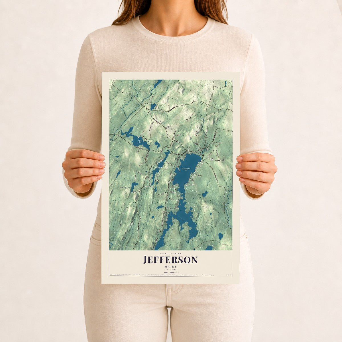 Jefferson, Maine map print - 12 x 18 archival matte print
