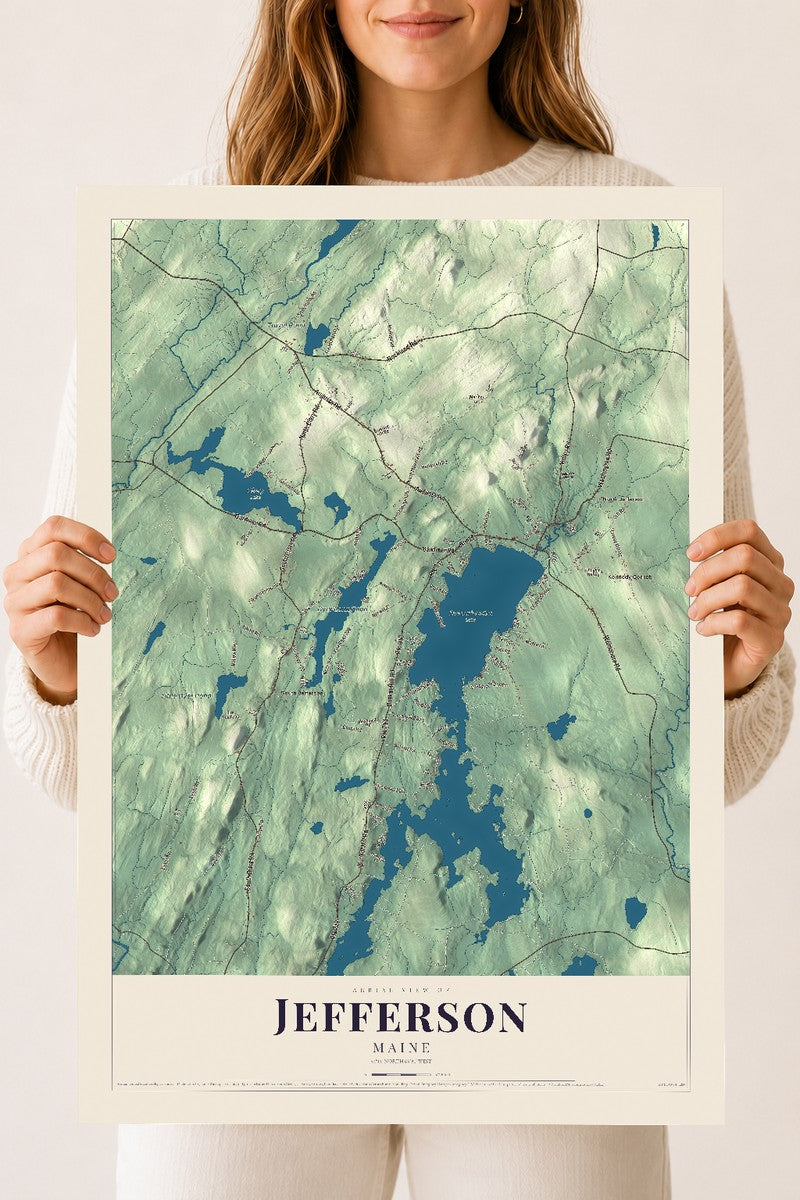 Jefferson, Maine map print - 18 x 24 archival matte print