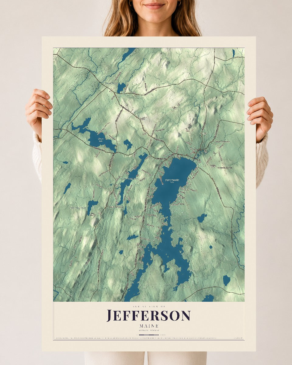 Jefferson, Maine map print - 24 x 36 archival matte print
