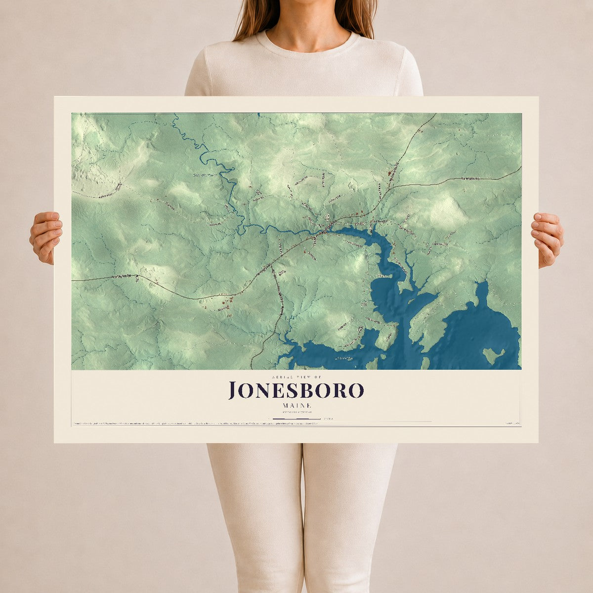 Jonesboro, Maine map print - 24 x 36 archival matte print