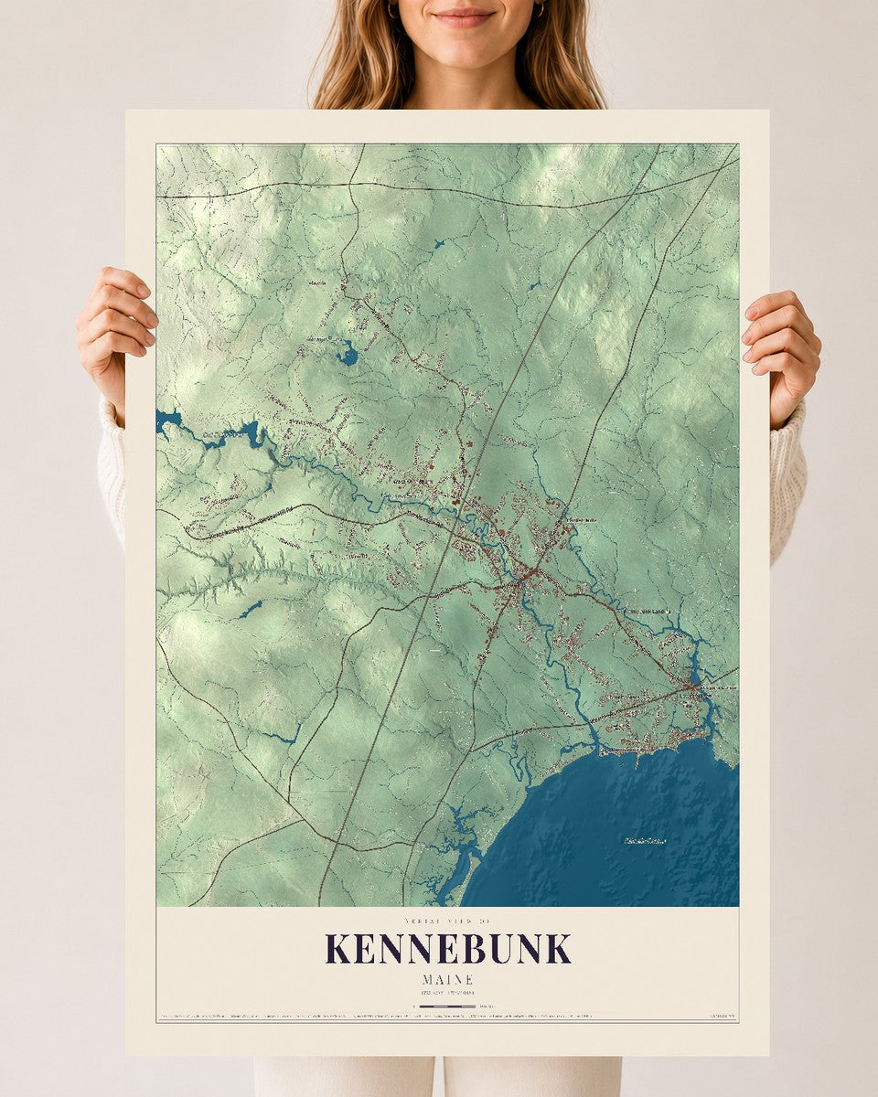 Kennebunk, Maine map print - 24 x 36 archival matte print