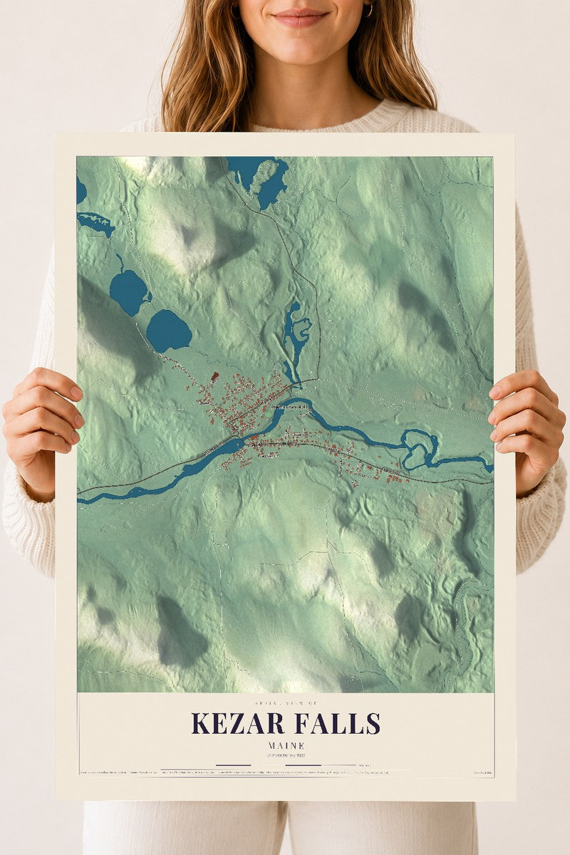 Kezar Falls, Maine map print - 18 x 24 archival matte print