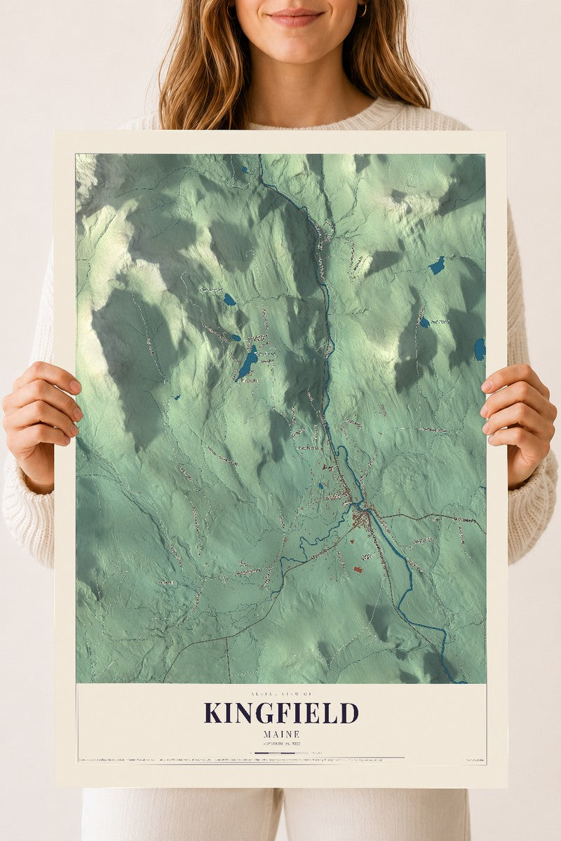 Kingfield, Maine map print - 18 x 24 archival matte print