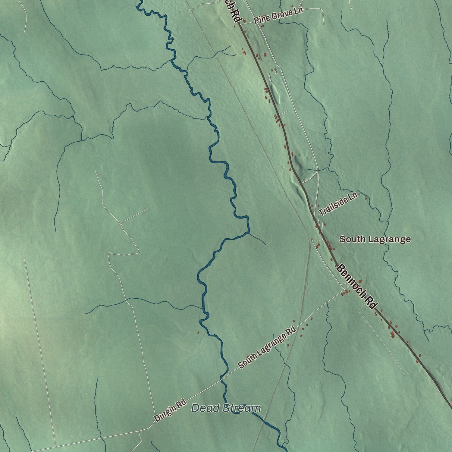 Terrain and local geography detail from the Lagrange, Maine map