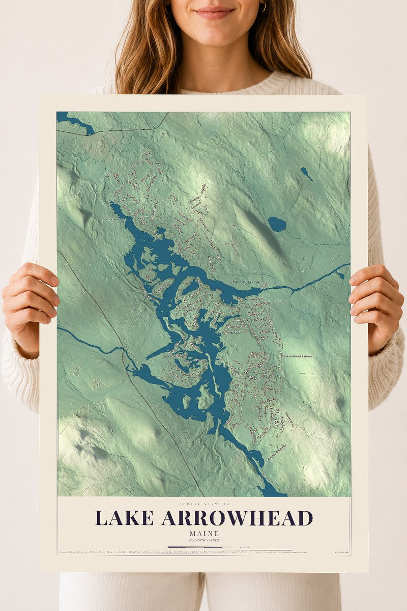 Lake Arrowhead, Maine map print - 18 x 24 archival matte print