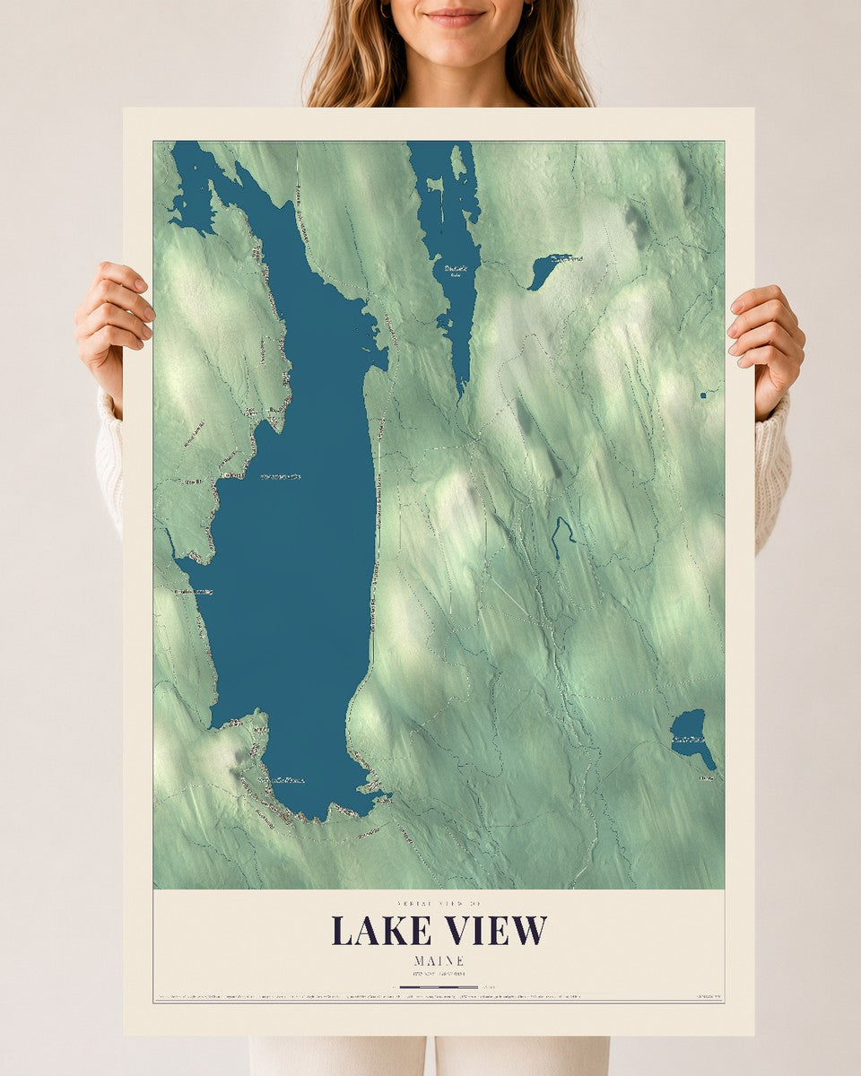 Lake View, Maine map print - 24 x 36 archival matte print