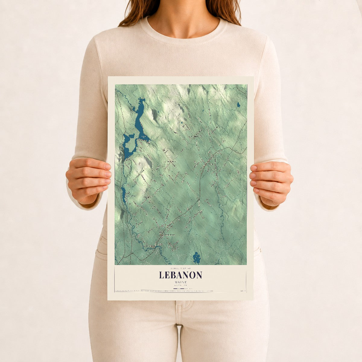 Lebanon, Maine map print - 12 x 18 archival matte print