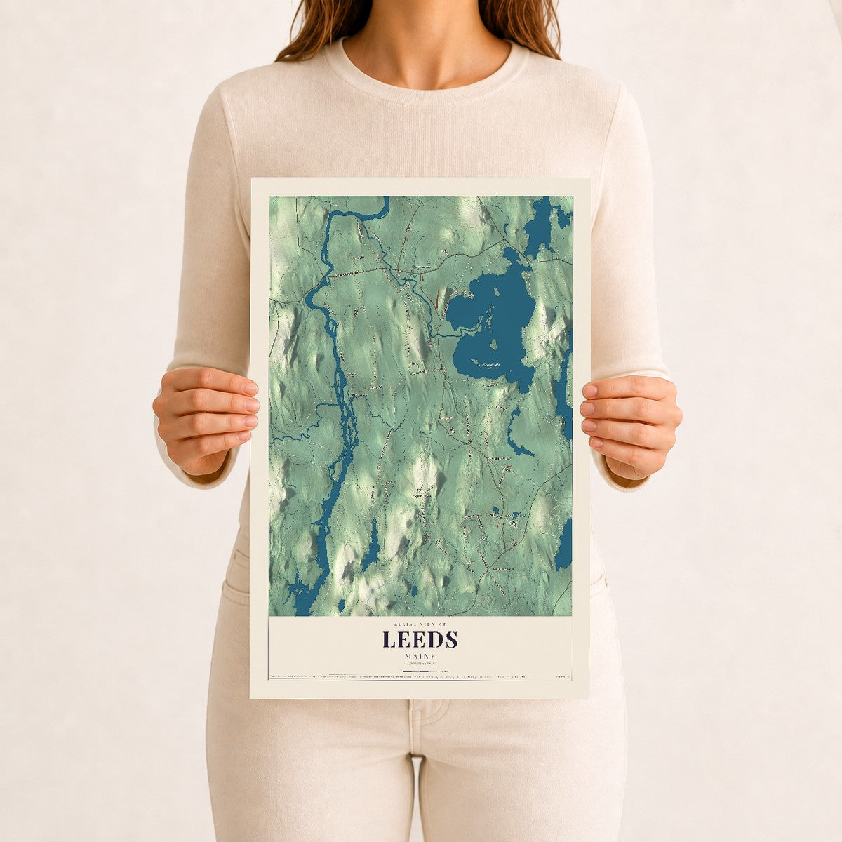 Leeds, Maine map print - 12 x 18 archival matte print