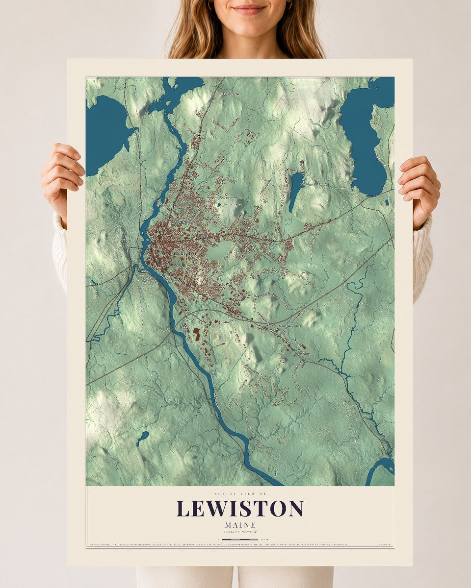 Lewiston, Maine map print - 24 x 36 archival matte print