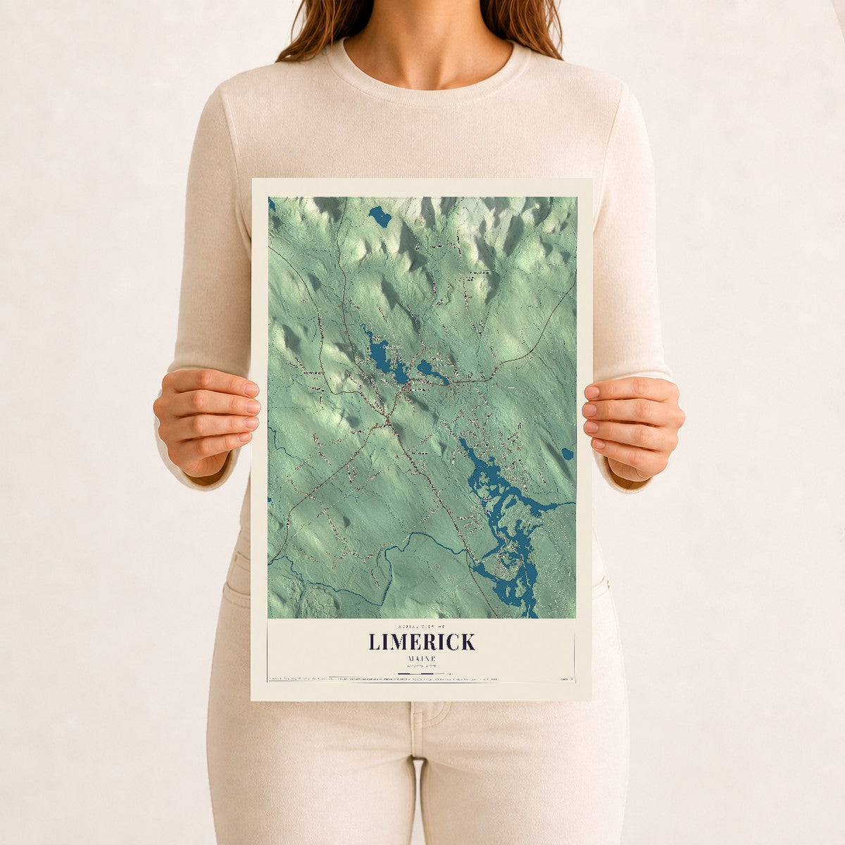 Limerick, Maine map print - 12 x 18 archival matte print
