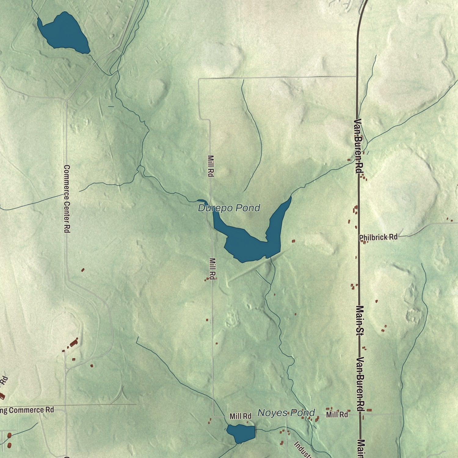 Terrain and local geography detail from the Limestone, Maine map