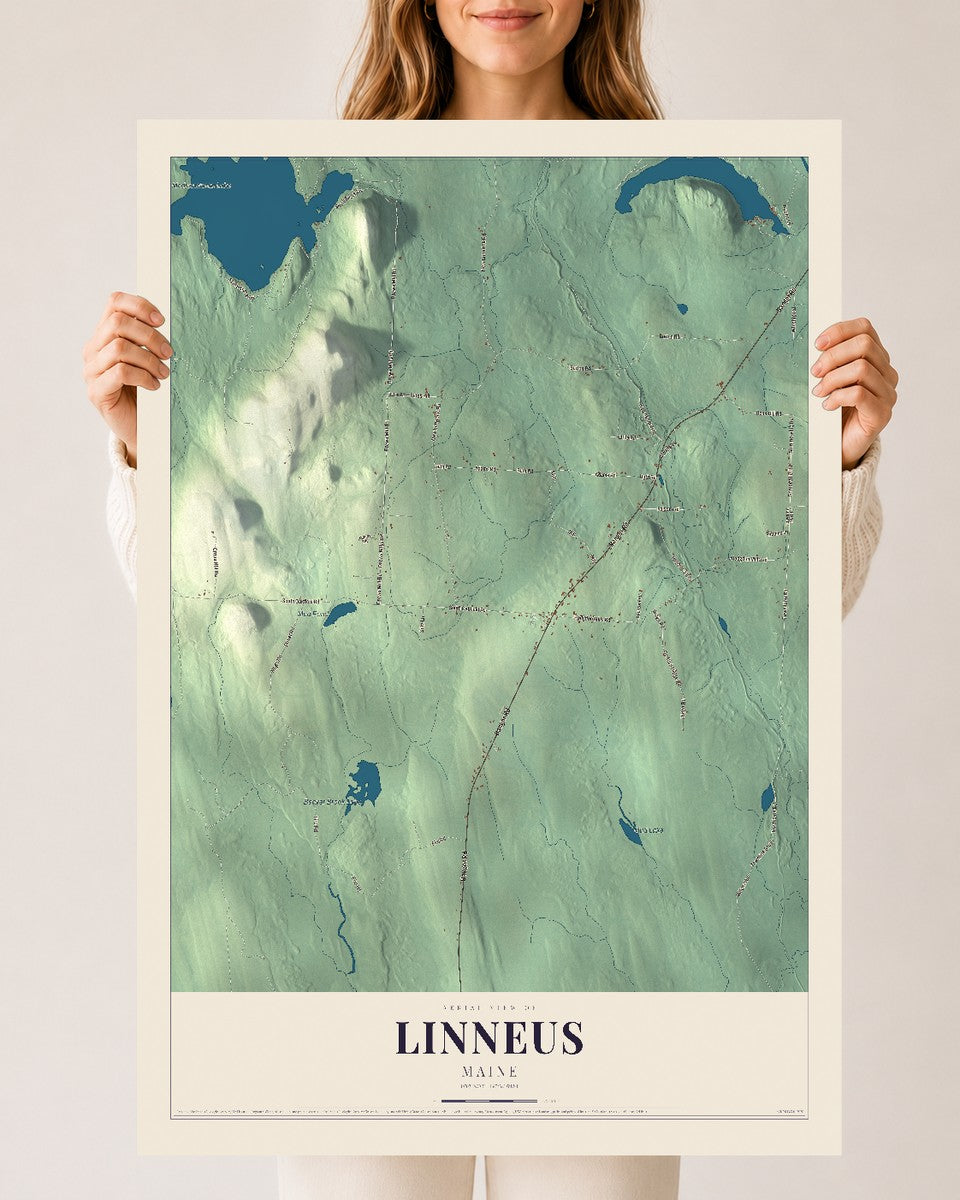 Linneus, Maine map print - 24 x 36 archival matte print