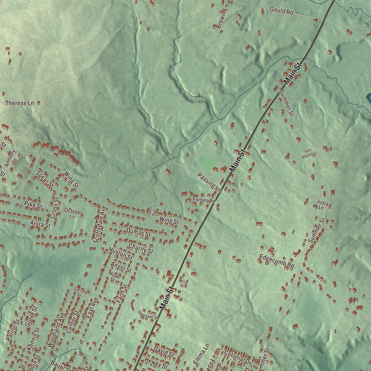 Terrain and local geography detail from the Lisbon Falls, Maine map
