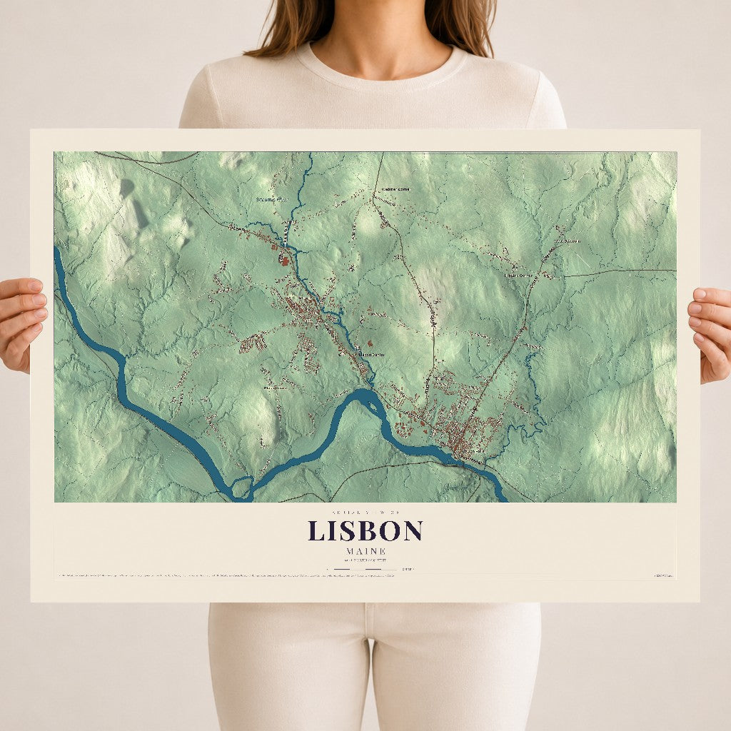 Lisbon, Maine map print - 18 x 24 archival matte print