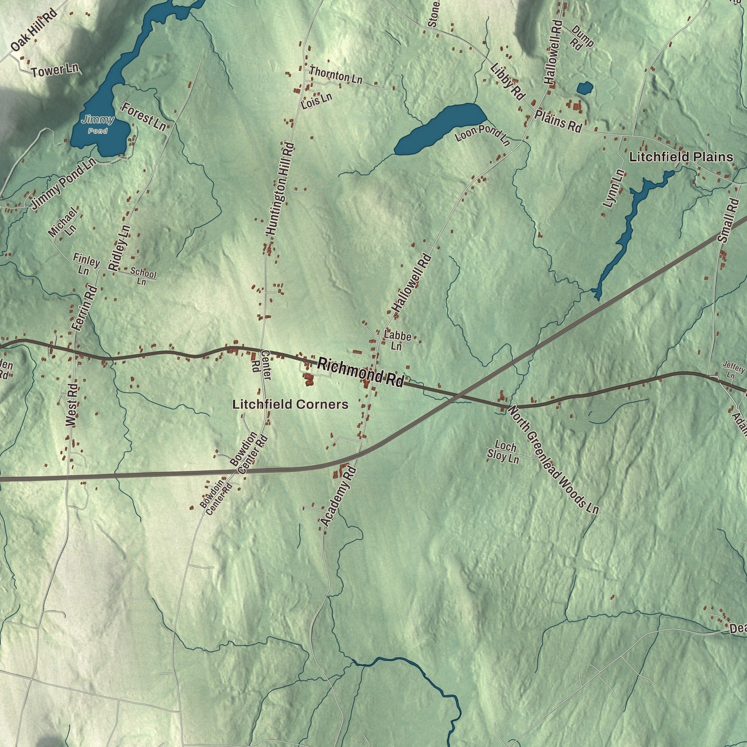 Street and neighborhood detail from the Litchfield, Maine map