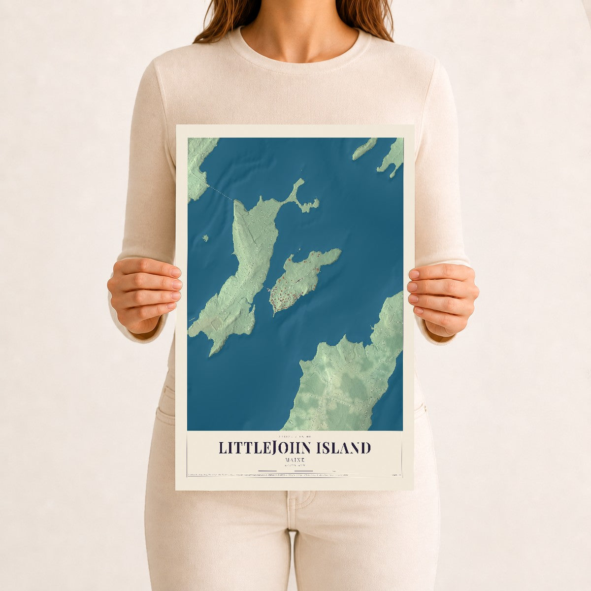 Littlejohn Island, Maine map print - 12 x 18 archival matte print