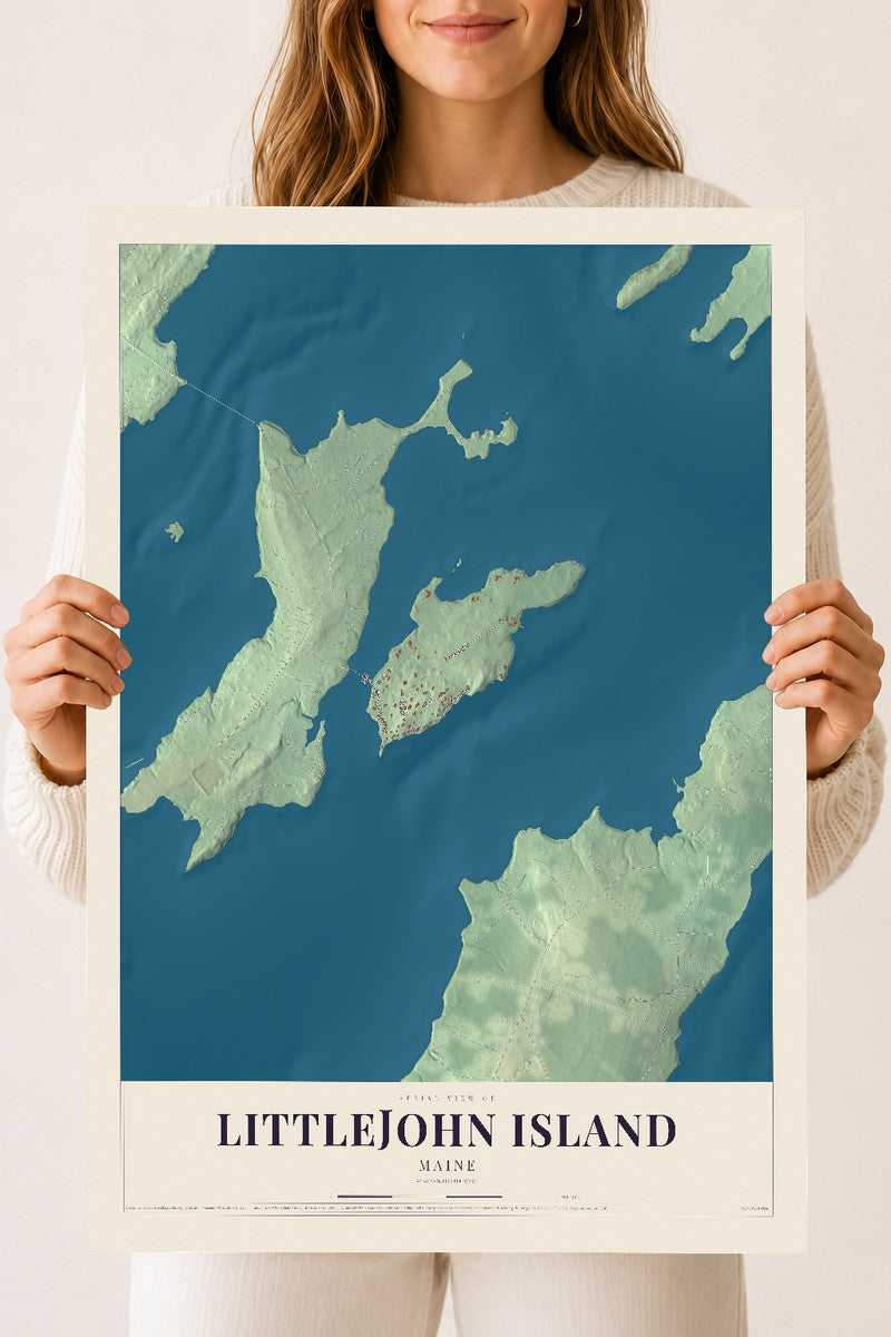 Littlejohn Island, Maine map print - 18 x 24 archival matte print