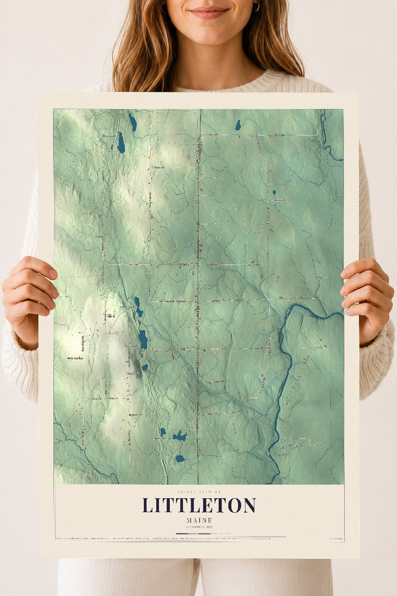 Littleton, Maine map print - 18 x 24 archival matte print