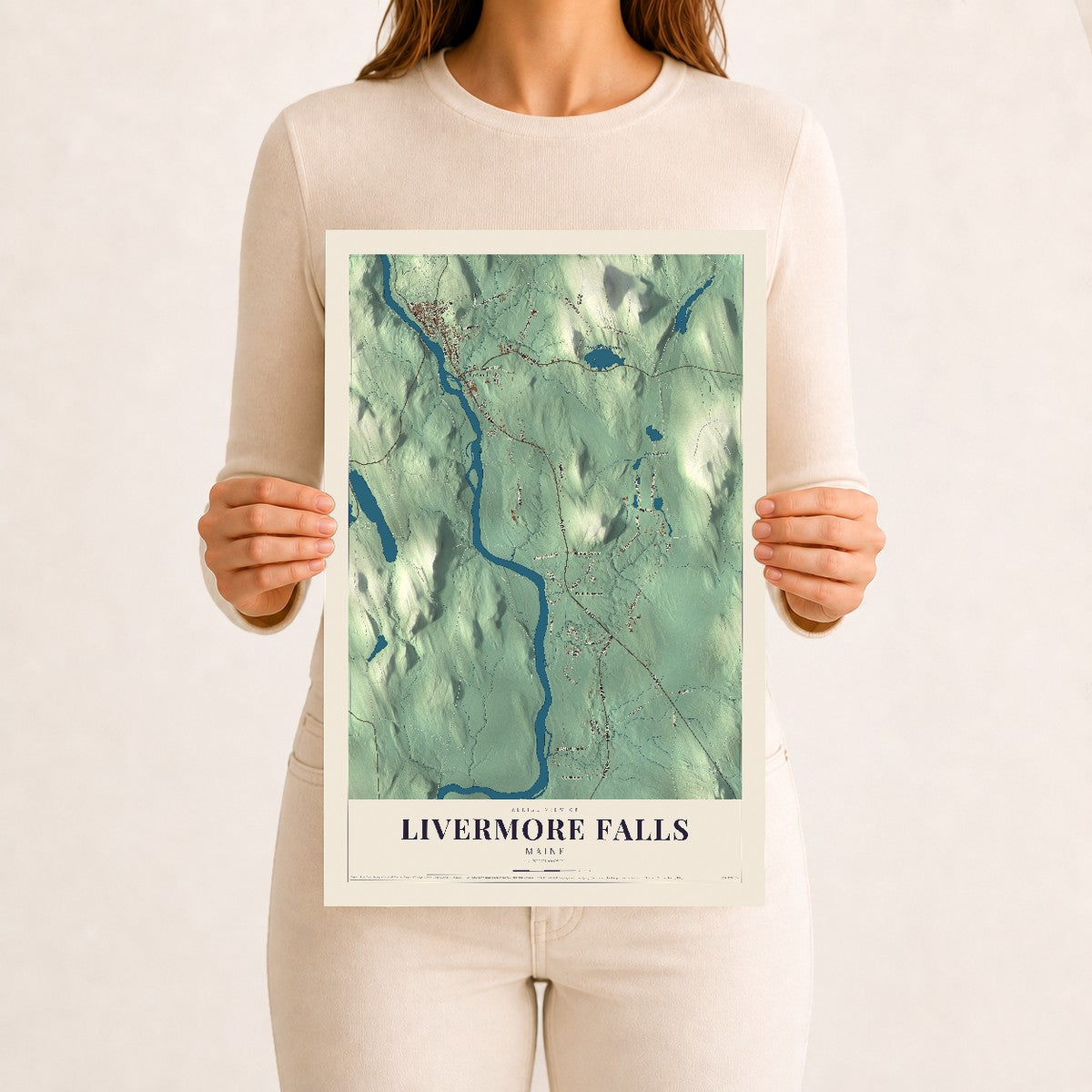 Livermore Falls, Maine map print - 12 x 18 archival matte print