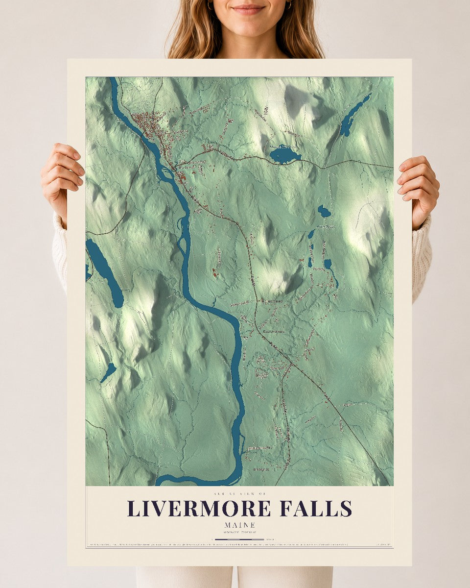 Livermore Falls, Maine map print - 24 x 36 archival matte print