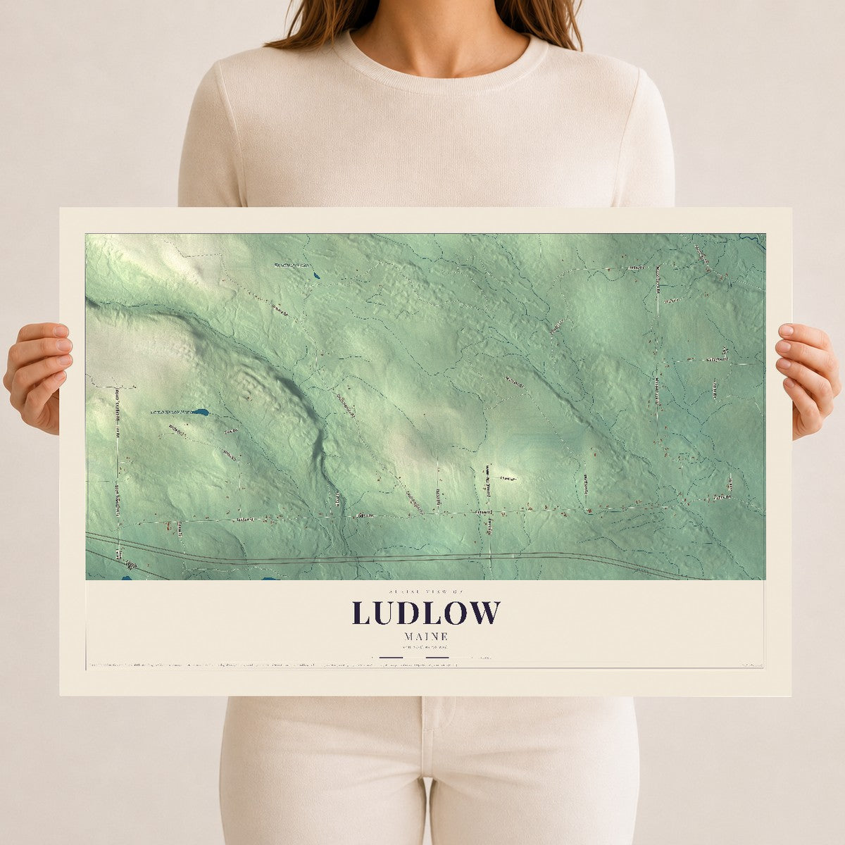 Ludlow, Maine map print - 12 x 18 archival matte print