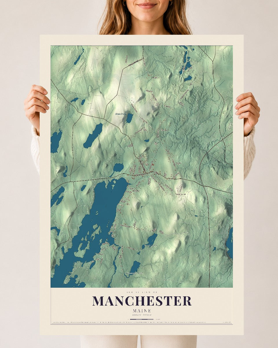 Manchester, Maine map print - 24 x 36 archival matte print