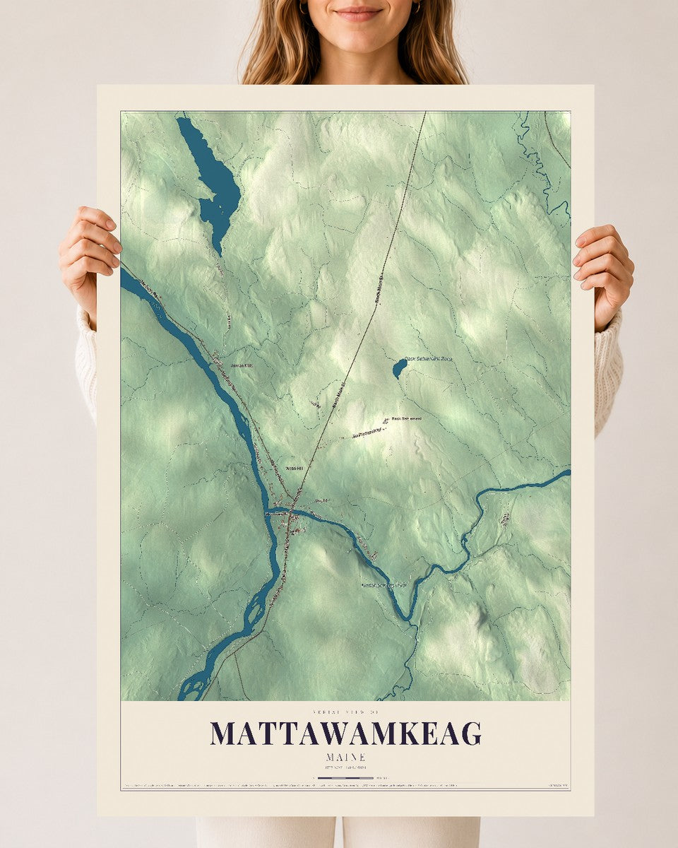 Mattawamkeag, Maine map print - 24 x 36 archival matte print