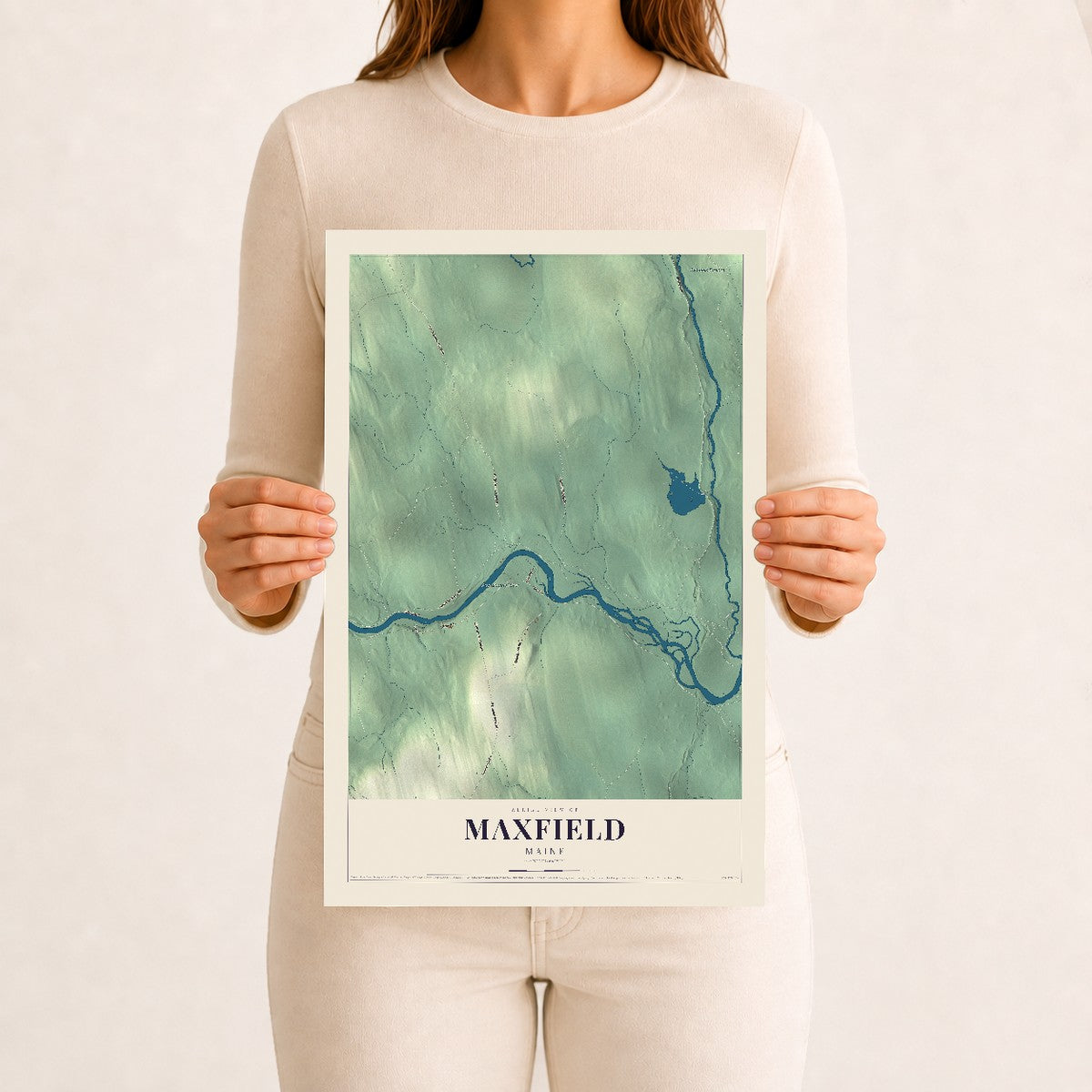 Maxfield, Maine map print - 12 x 18 archival matte print