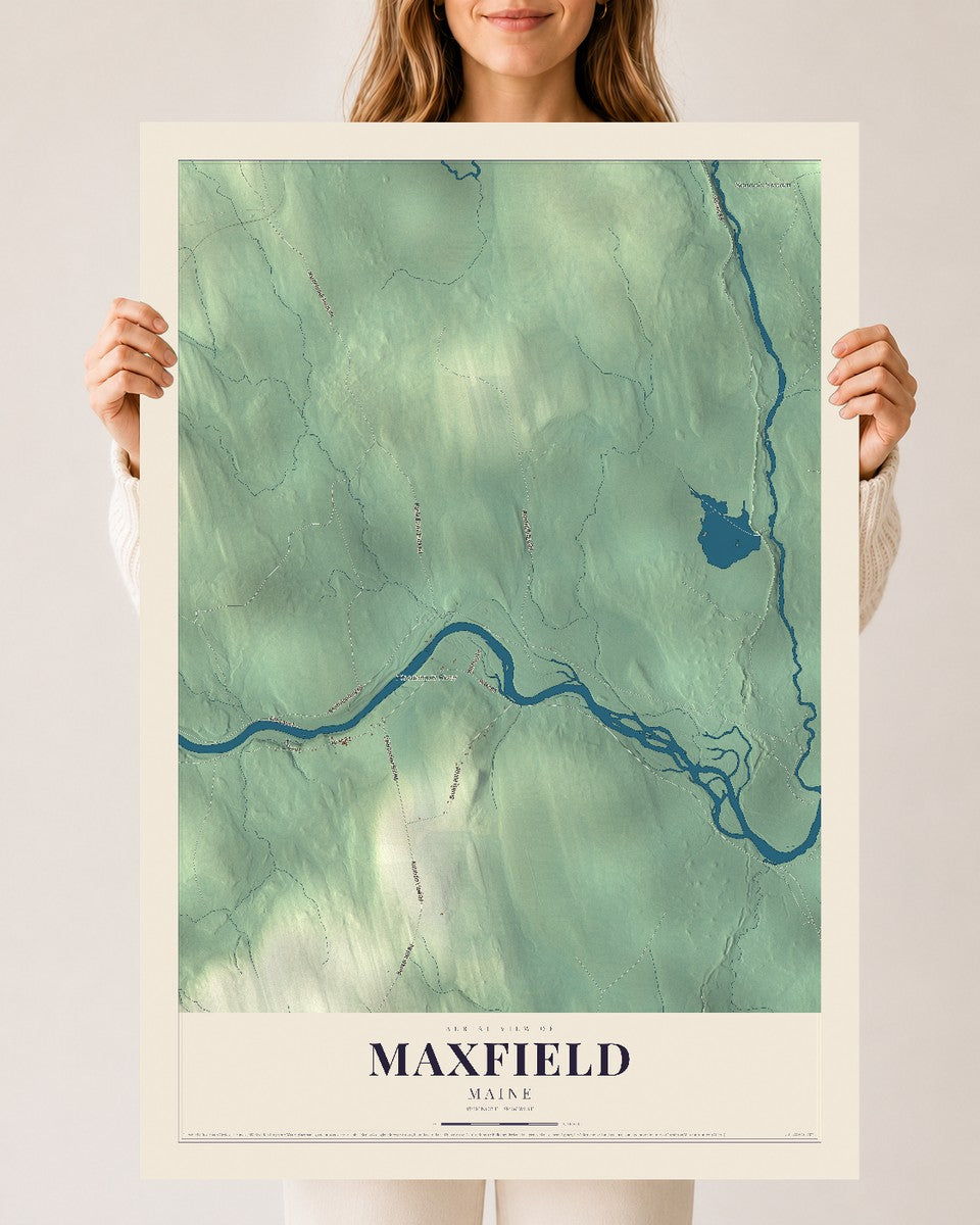 Maxfield, Maine map print - 24 x 36 archival matte print