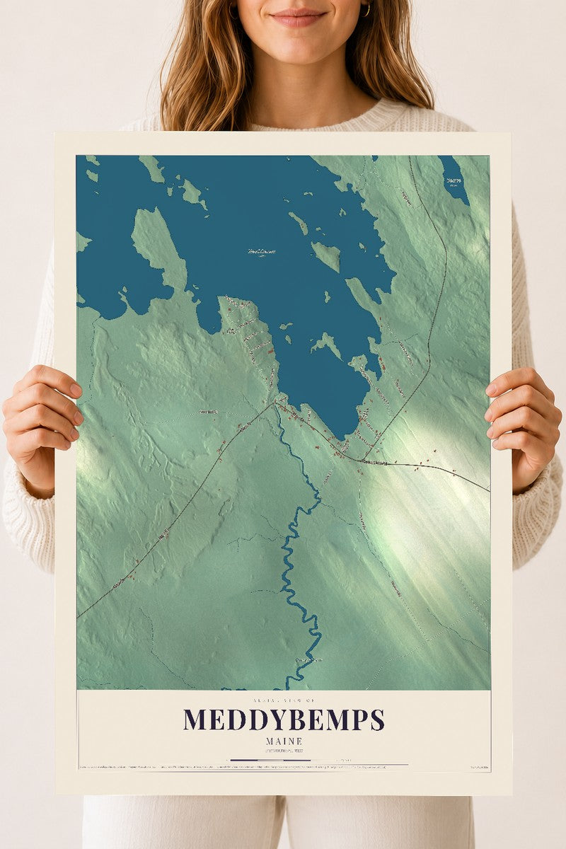 Meddybemps, Maine map print - 18 x 24 archival matte print