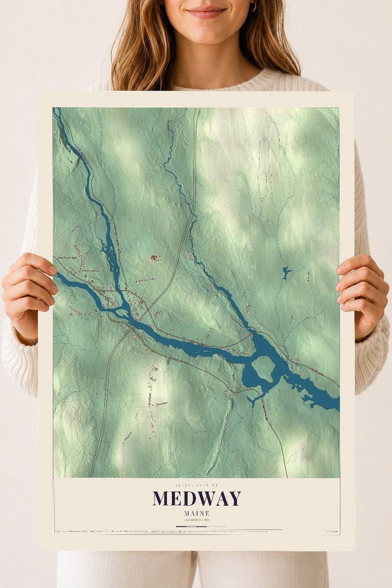 Medway, Maine map print - 18 x 24 archival matte print