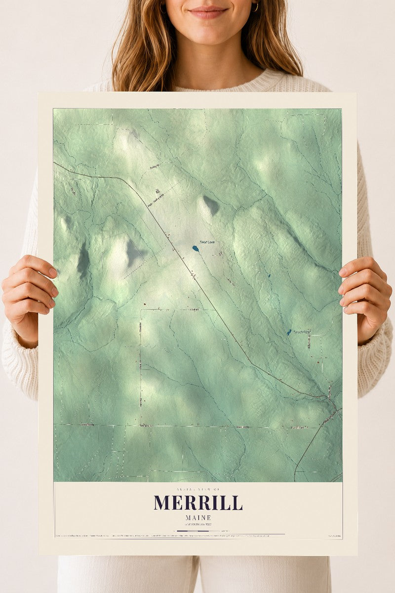 Merrill, Maine map print - 18 x 24 archival matte print