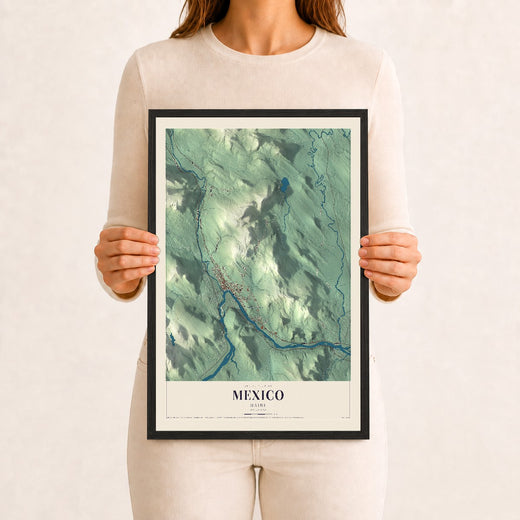 Map of Mexico, Maine, 12 x 18 inch print in a black wood frame