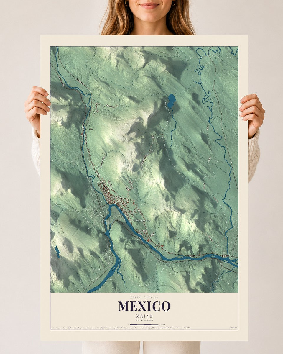 Mexico, Maine map print - 24 x 36 archival matte print