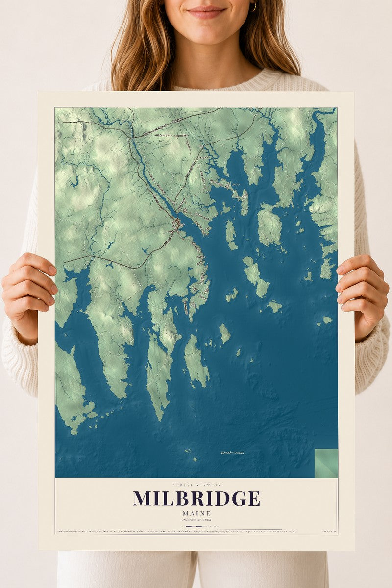 Milbridge, Maine map print - 18 x 24 archival matte print