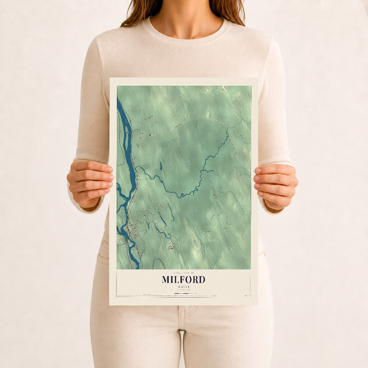 Milford, Maine map print - 12 x 18 archival matte print