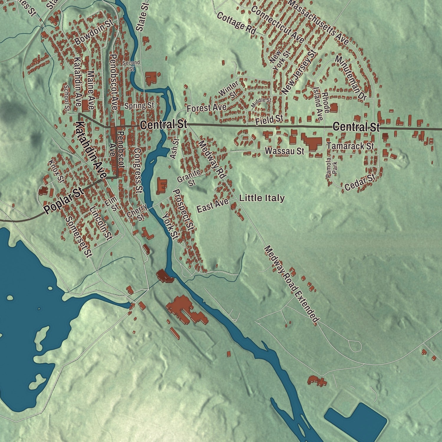 Street and neighborhood detail from the Millinocket, Maine map