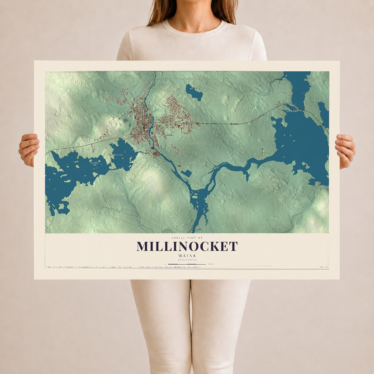 Millinocket, Maine map print - 24 x 36 archival matte print