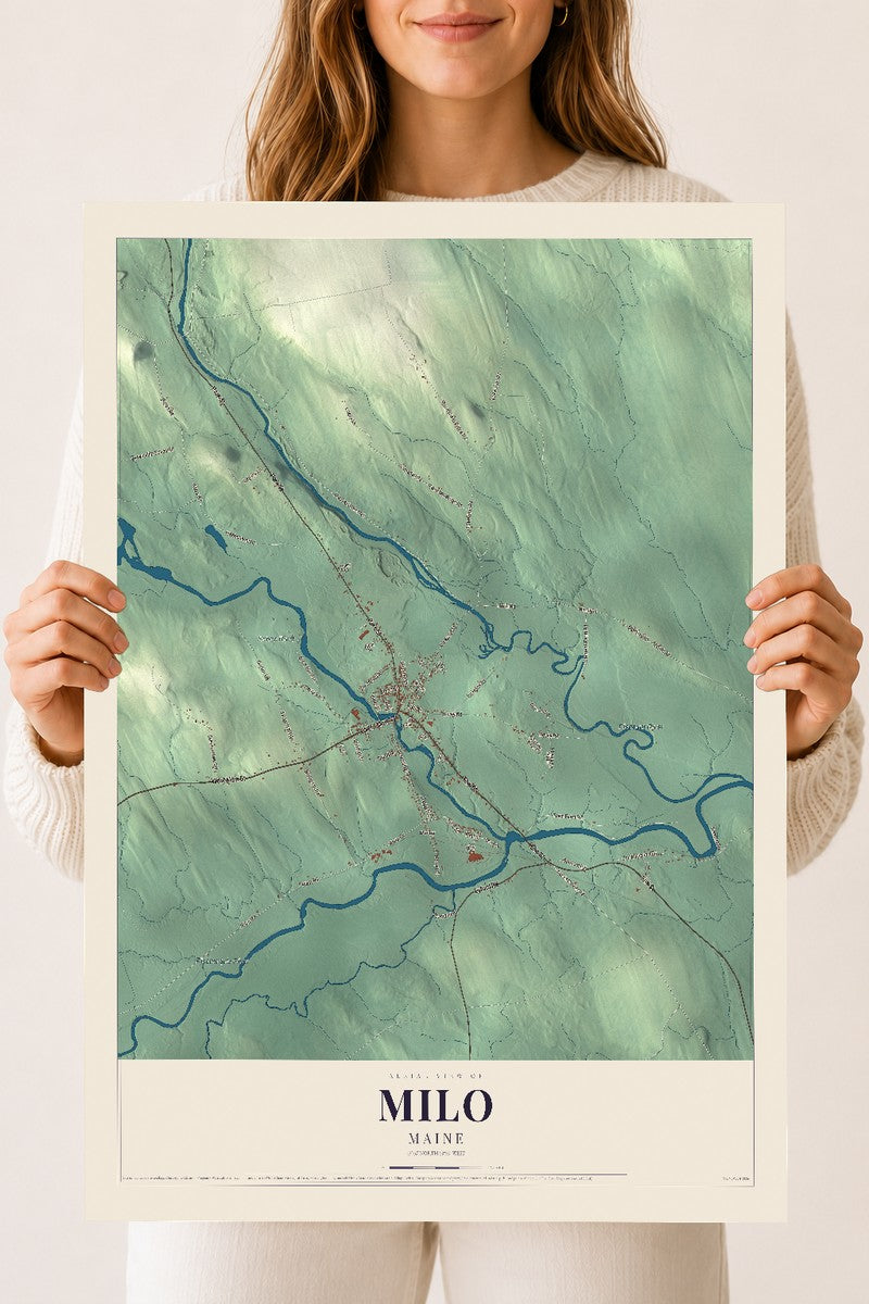 Milo, Maine map print - 18 x 24 archival matte print