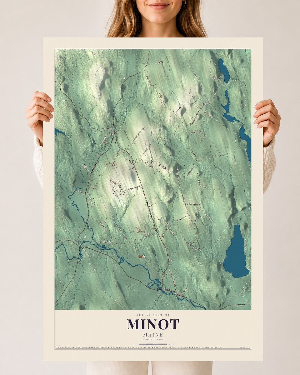 Minot, Maine map print - 24 x 36 archival matte print