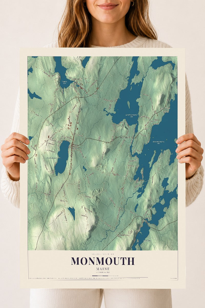 Monmouth, Maine map print - 18 x 24 archival matte print