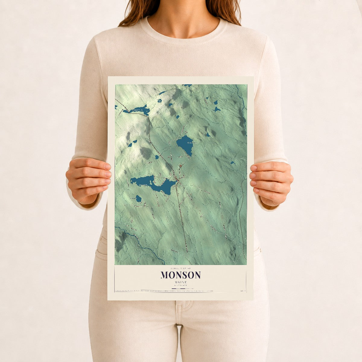 Monson, Maine map print - 12 x 18 archival matte print